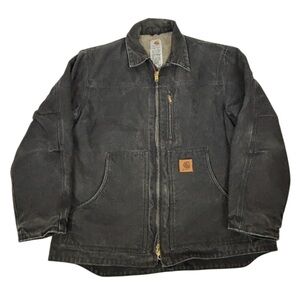 Carhartt Jacket C61 Sherpa Lined Vintage Faded Black Canvas Mens Large
